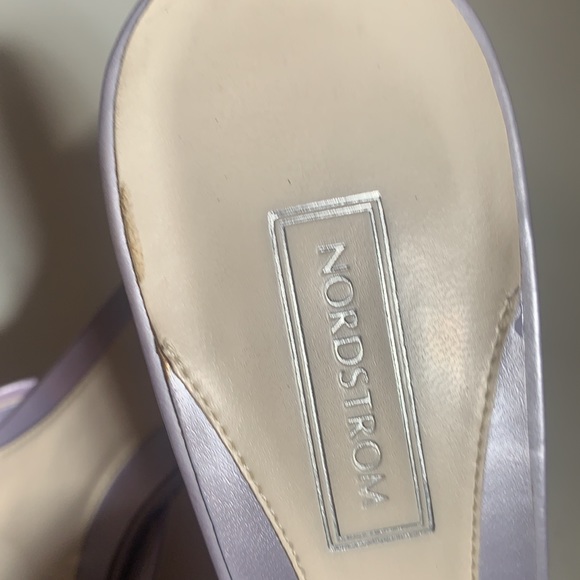NORDSTROM LAVENDER LEATHER SHOES WOODEN HEELS SZ 6 HEEL MULE - Picture 4 of 14